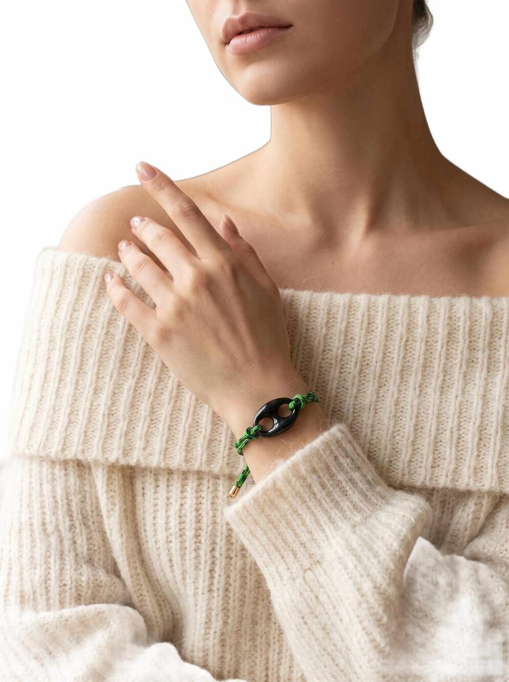 NEW MACRAE & CO women's chalet corded bracelet in green